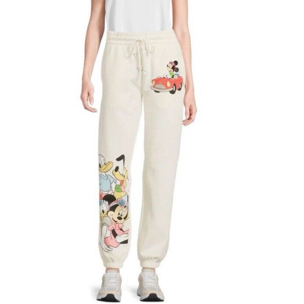 Disney Winter White Soft Fleece Mickey Mouse Graphic Jogger Pants 3XL Drawstring